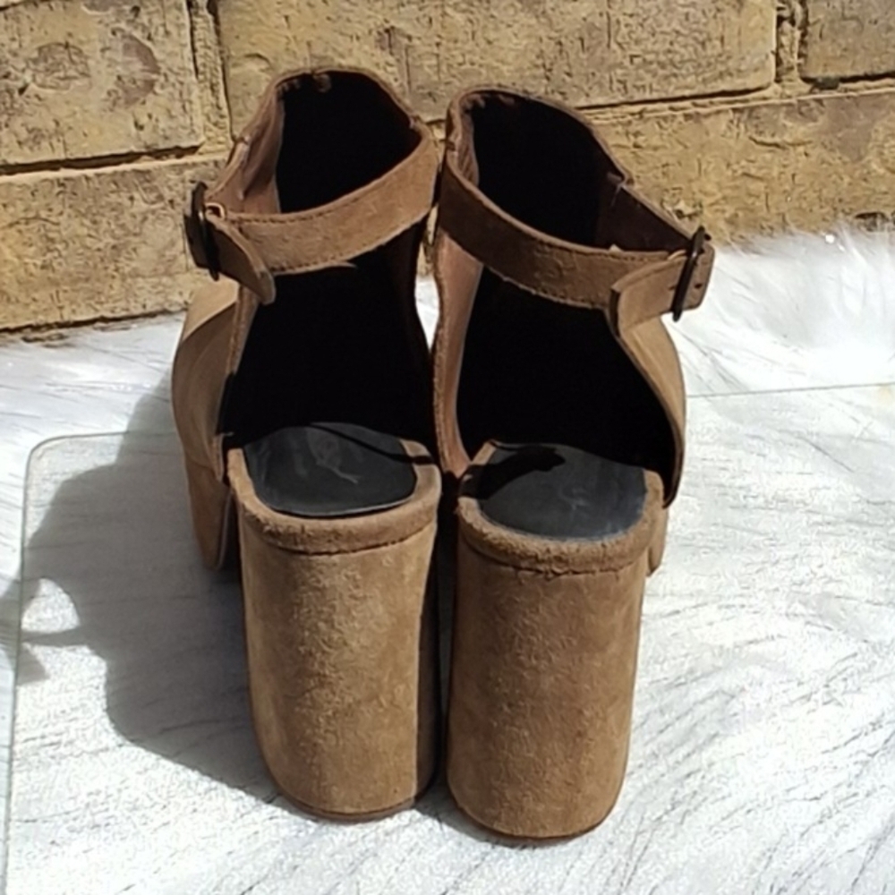 Jeffrey Campbell x Free People Leather Brown Platform Slingback Heels  Size 10 - Picture 7 of 16